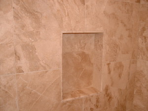 Marble Shower with Pepple Pan_Shampoo BOx